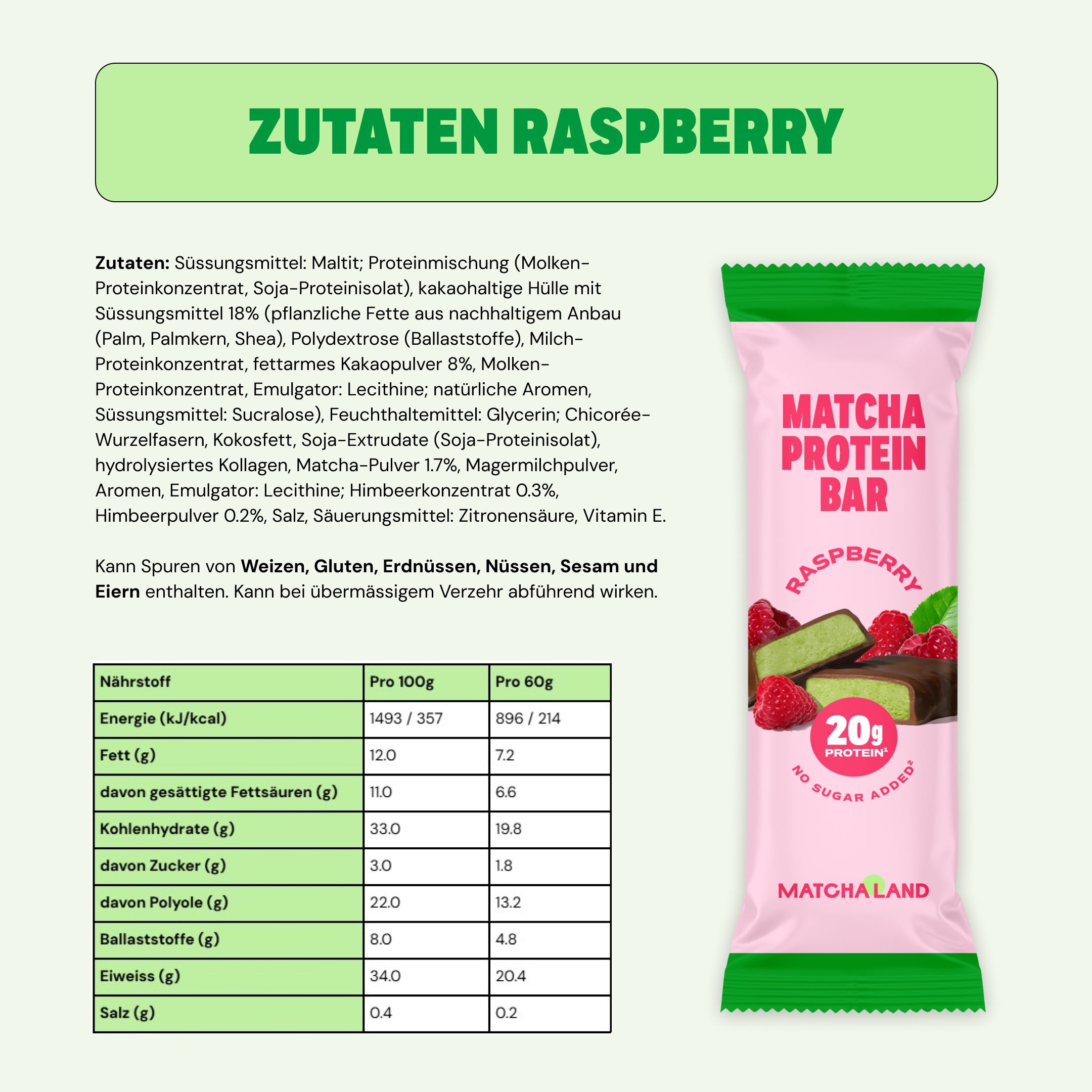 Raspberry Matcha Protein Bar (12er Box)